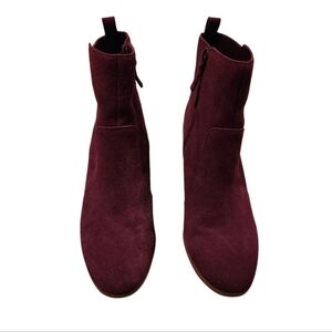 Women’s Size 9 Violet & Red Leather Suede Wedge Heel Ankle Boots